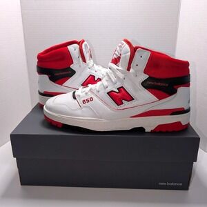 New Balance 650 White Red Black High Top Sneakers BB650RWR Mens 13 Classic Retro